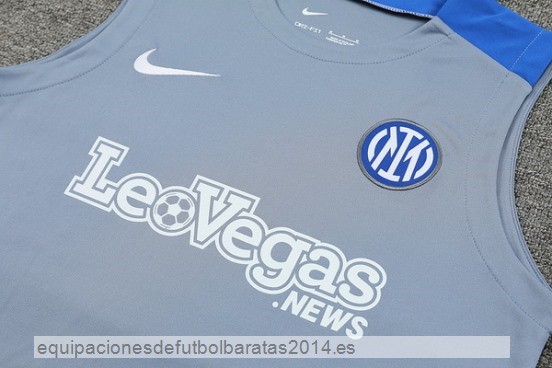 Nuevo Entrenamiento Sin Mangas Conjunto Completo Inter Milan 24/25 Gris Azul Baratas